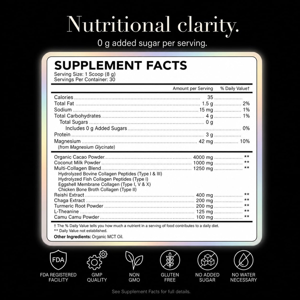 Wellneum Mushroom Cacao Organic Powder serving suggestion with milk alternative