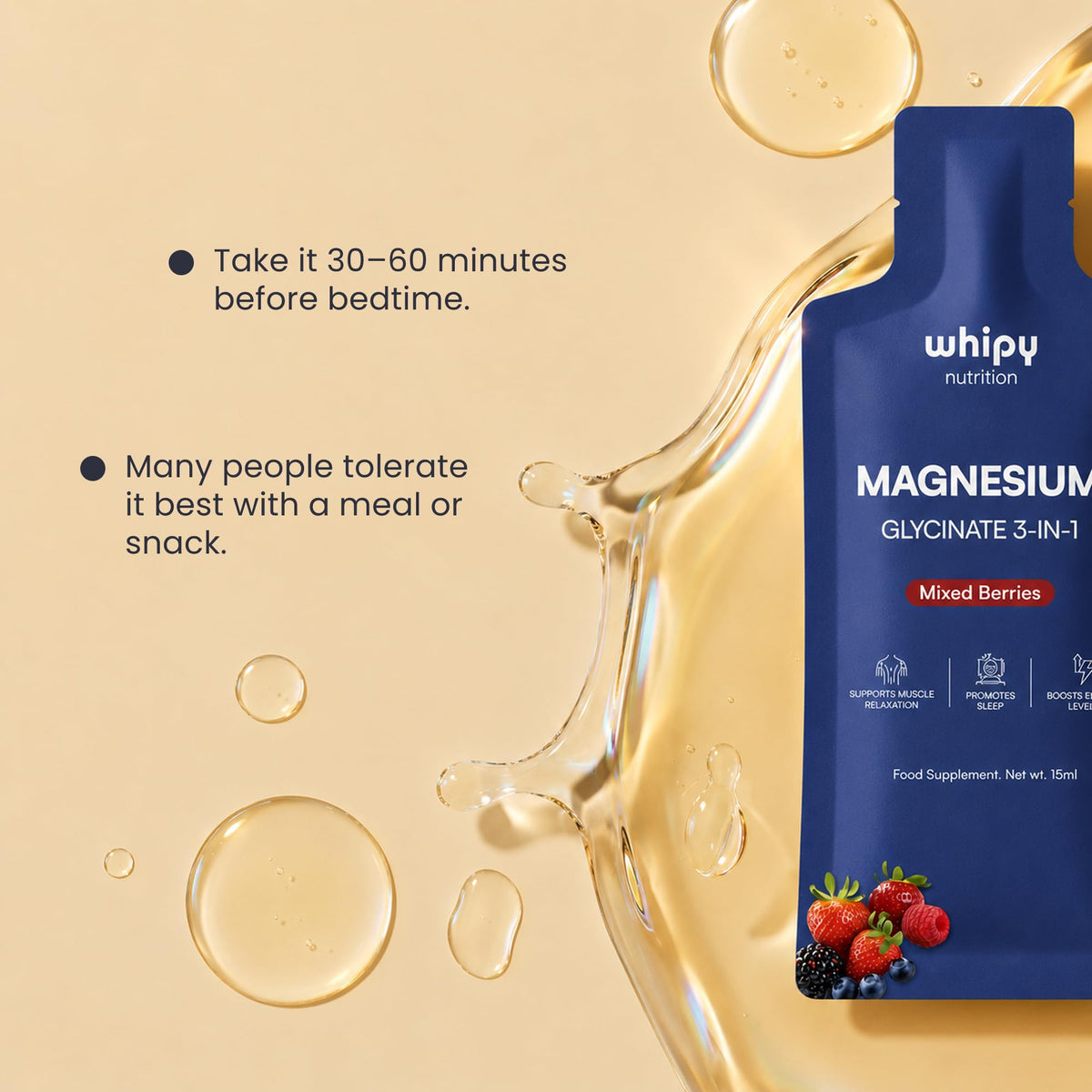 Whipy Nutrition Liquid Magnesium Drink being poured into water