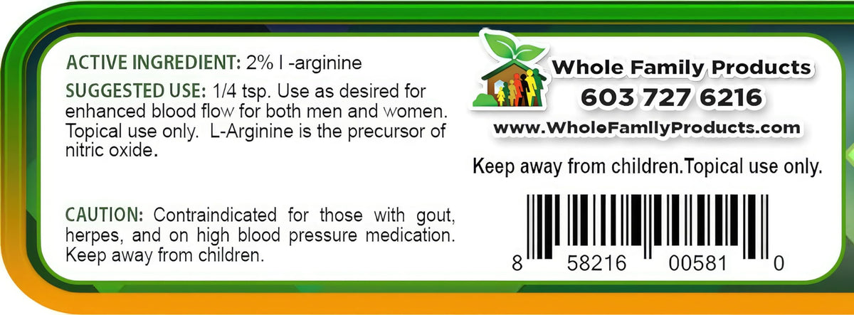 Whole Family Products Arginine Cream 2 oz side view