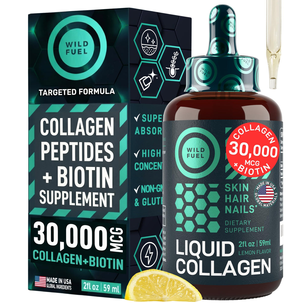 WILD FUEL Liquid Collagen 2oz bottle front view