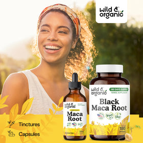 Wild & Organic Black Maca Capsules 500 mg back view of bottle