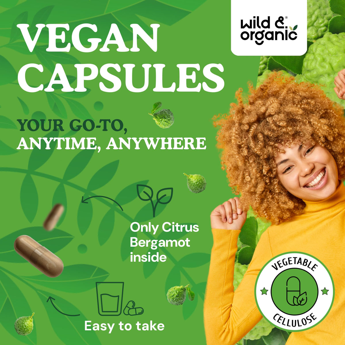 Wild & Organic Citrus Bergamot Capsules back view with ingredient list