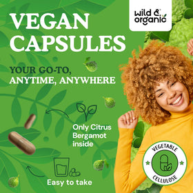 Wild & Organic Citrus Bergamot Capsules back view with ingredient list