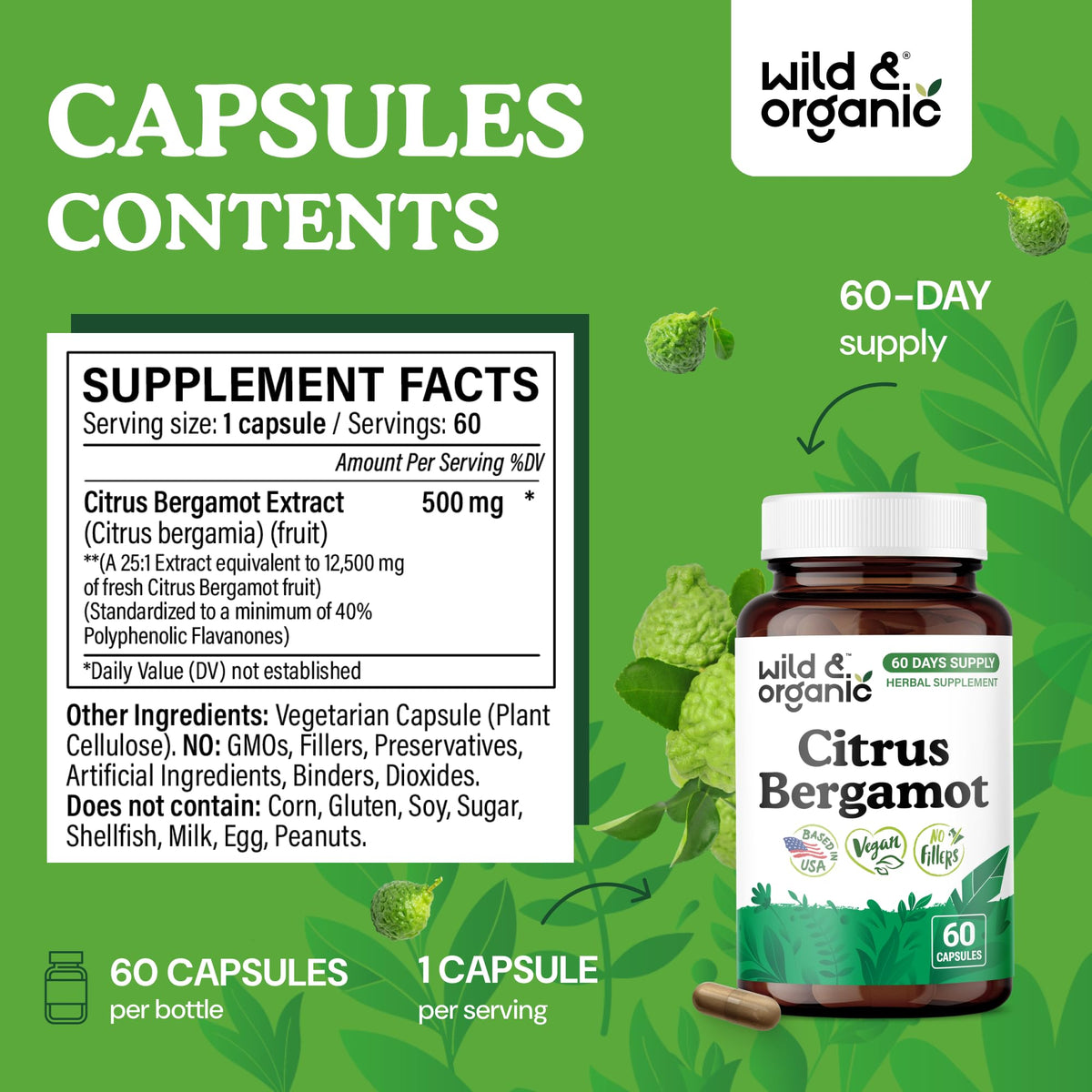 Wild & Organic Citrus Bergamot Capsules close-up of capsules