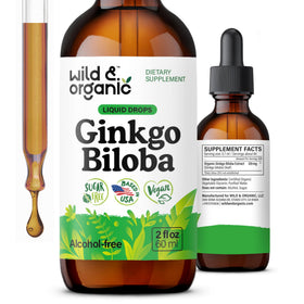 Wild & Organic Ginkgo Biloba Tincture 2 oz front view