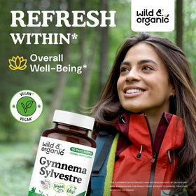 Wild & Organic Gymnema Capsules 600 mg bottle side view
