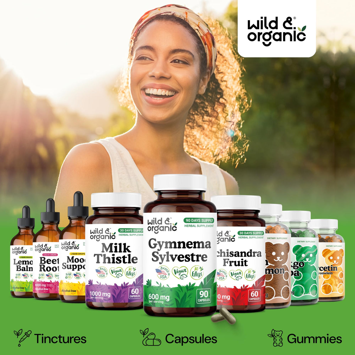 Wild & Organic Gymnema Capsules 600 mg with measuring spoon