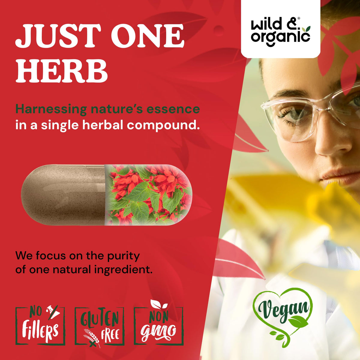 Wild & Organic Red Sage Capsules with measuring spoon
