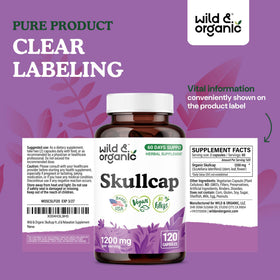 Wild & Organic Skullcap Capsules 1200 mg packaging details