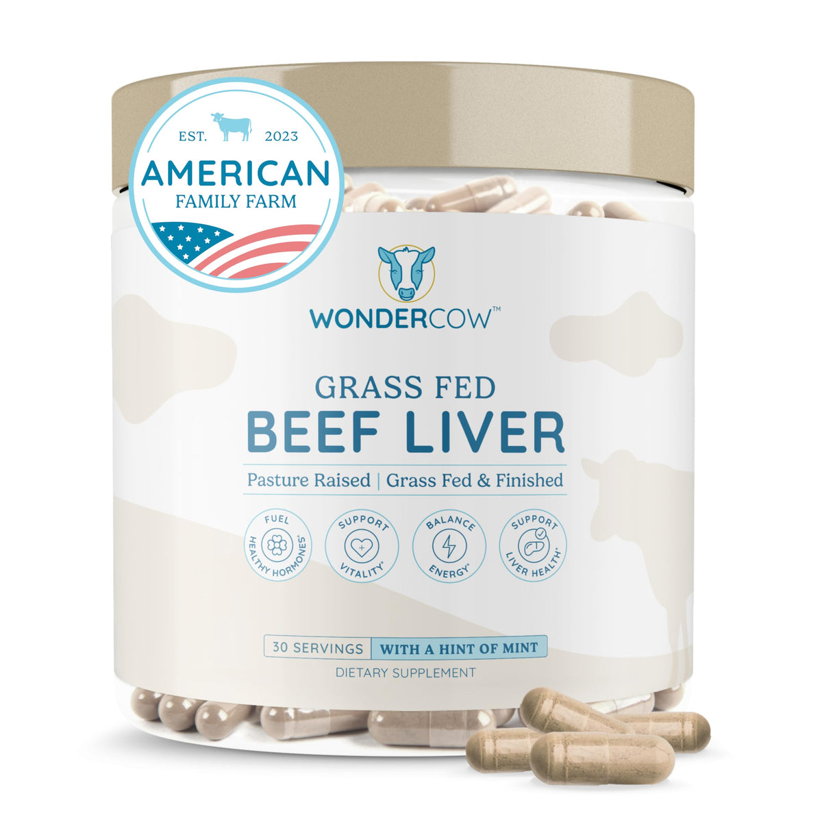 WONDERCOW Beef Liver Capsules 150g front view packaging