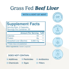 WONDERCOW Beef Liver Capsules mint flavour close-up