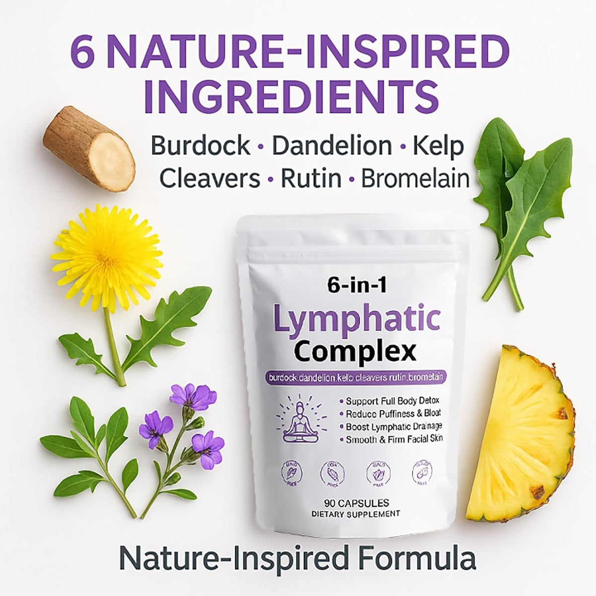 WXDOAU 6-in-1 Lymphatic Complex capsules close-up