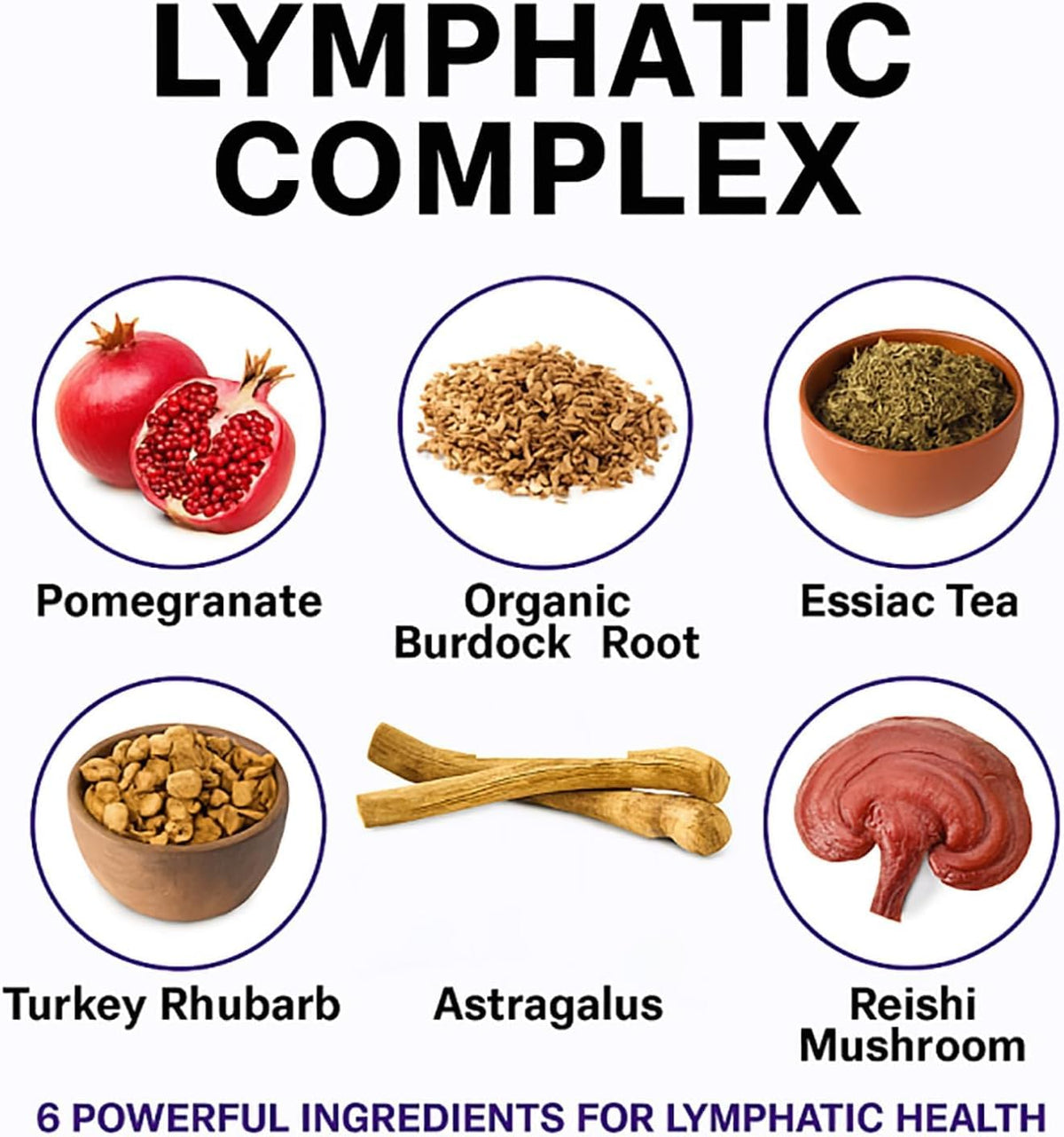 WXDOAU 6-in-1 Lymphatic Complex capsules on a wooden table