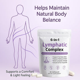 WXDOAU 6-in-1 Lymphatic Complex capsules with a measuring spoon