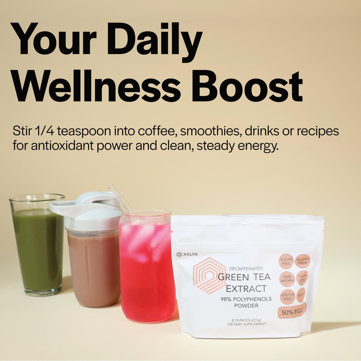 Xalya Green Tea Extract Powder 235g pouch with scoop