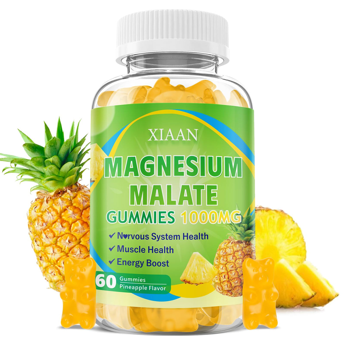 XIAAN Magnesium Malate Gummies 1000mg front view packaging