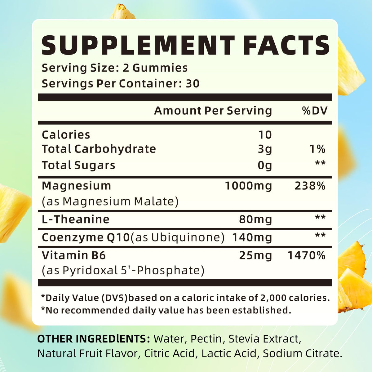 XIAAN Magnesium Malate Gummies pineapple flavour close-up