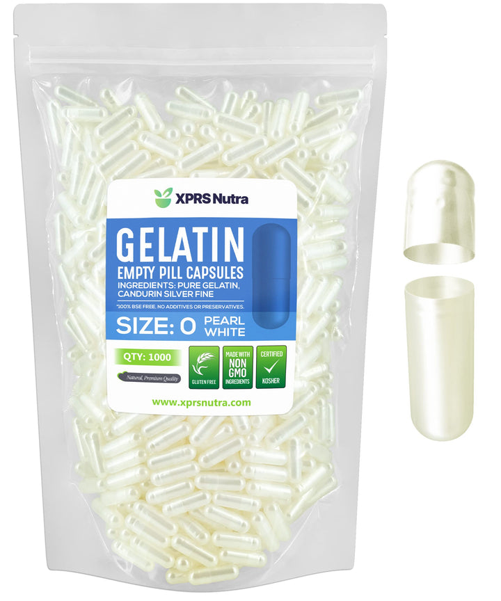 XPRS Nutra Size 0 empty gelatin capsules front view