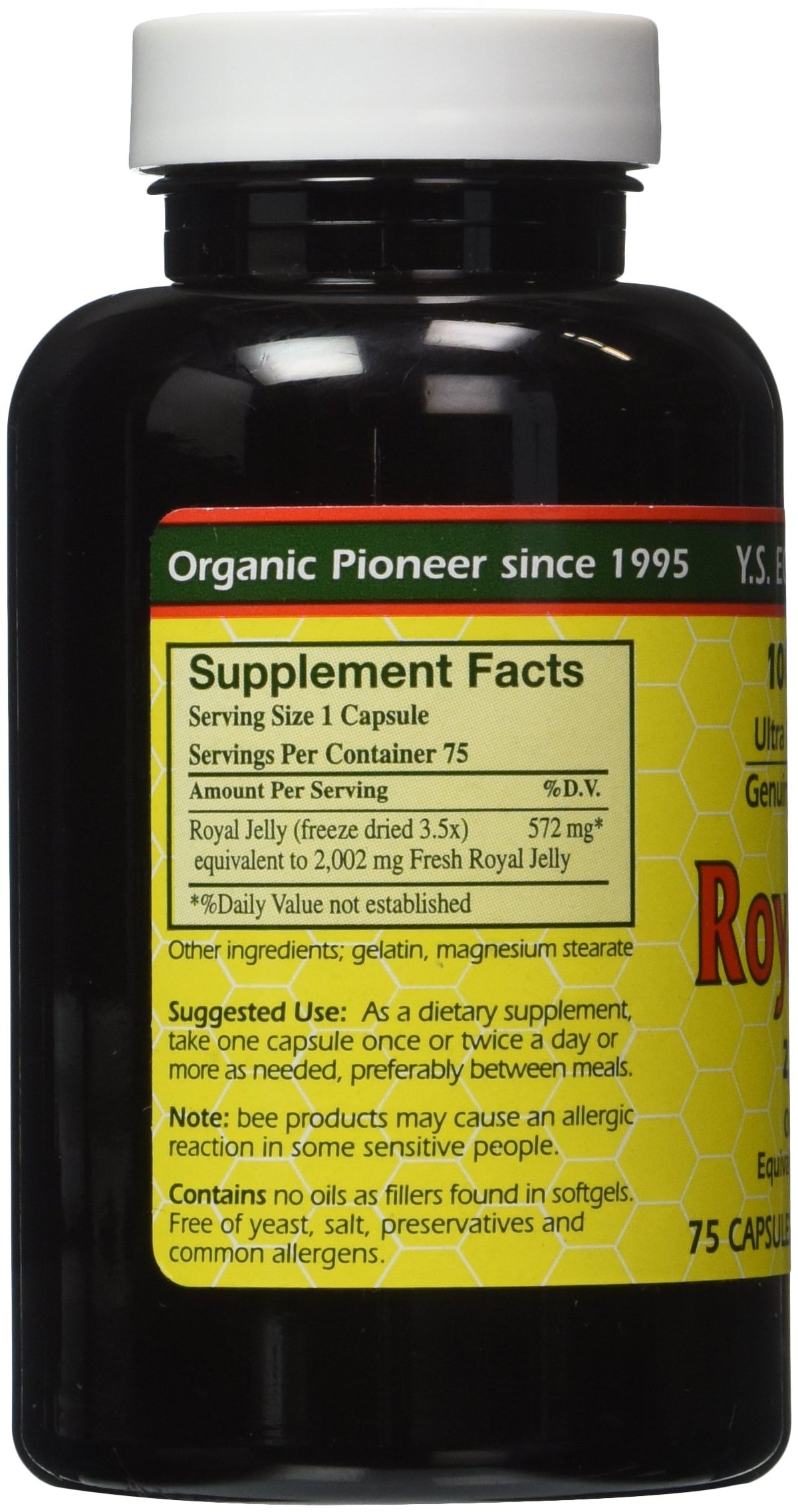 YS Organic Royal Jelly bottle with label details