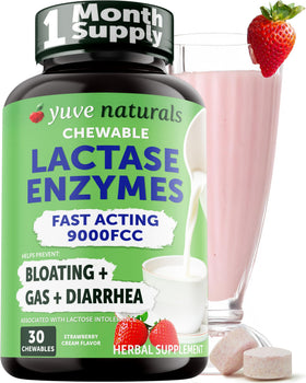 Yuve Dairy Relief Chewables 30ct Strawberry Cream front view