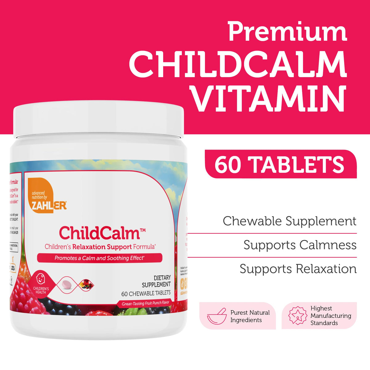 Zahler ChildCalm Chewable Magnesium for Kids - tablet close-up