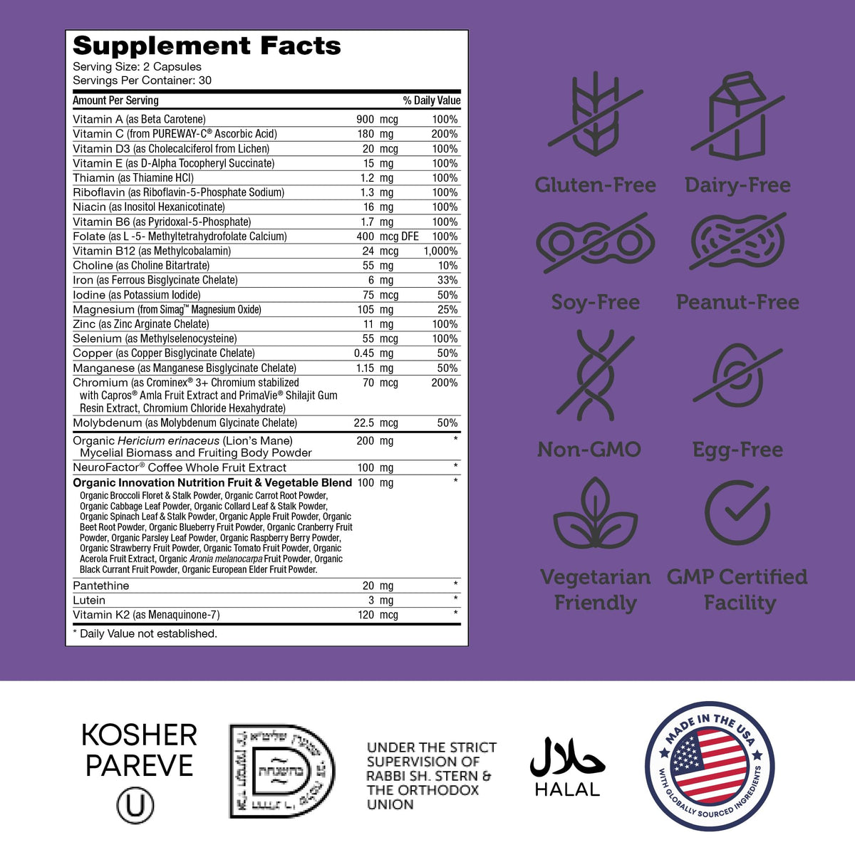 Zahler Multivitamin Brain Supplement capsules in hand