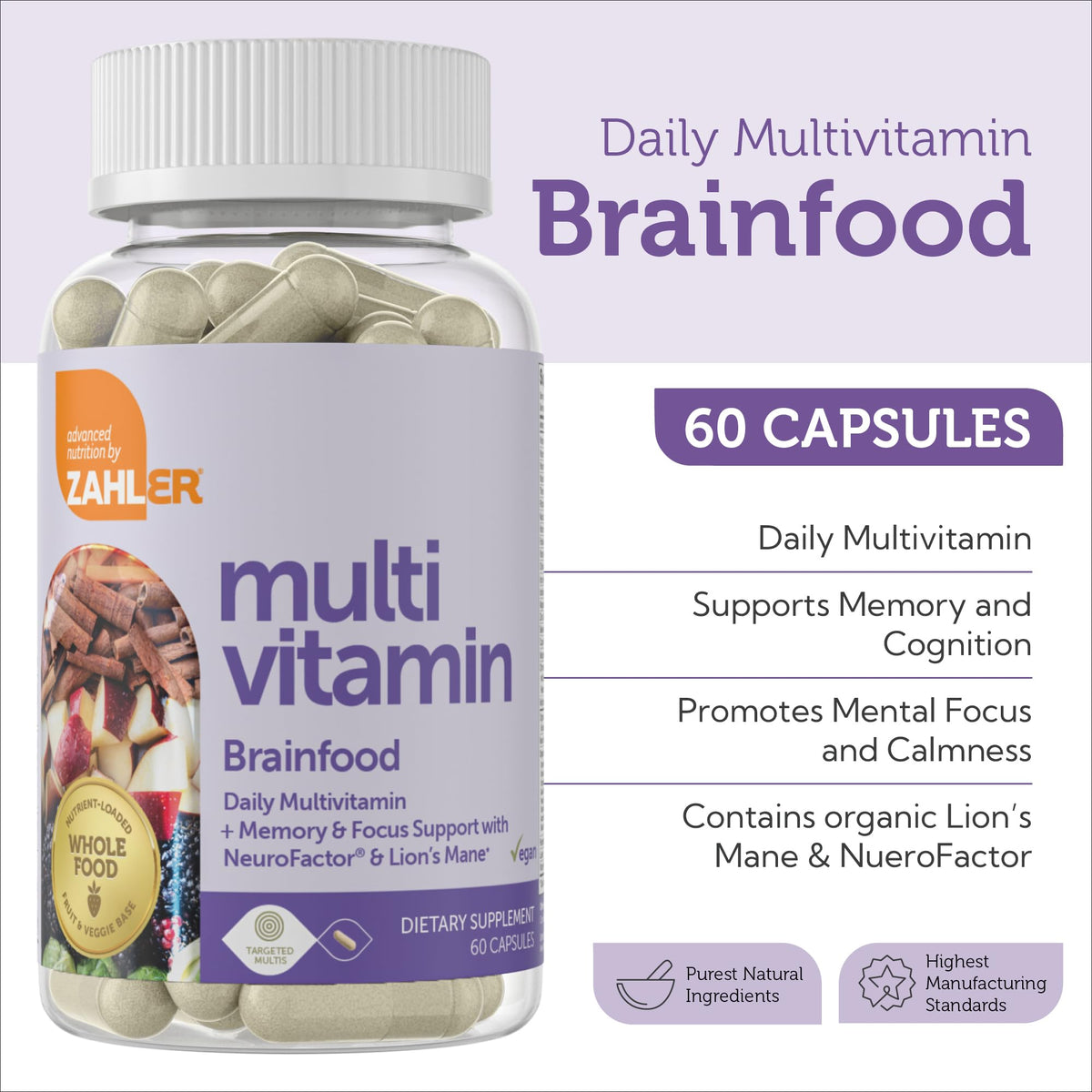 Zahler Multivitamin Brain Supplement capsules on a table