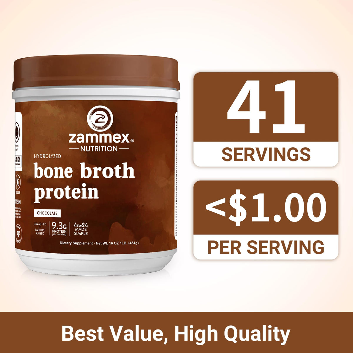 Zammex Bone Broth Protein Powder Hot Chocolate Cocoa in a smoothie