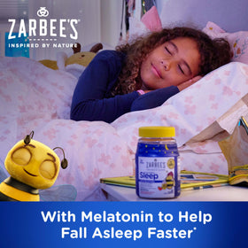 Zarbee's Kids Melatonin Sleep Gummies on a wooden table