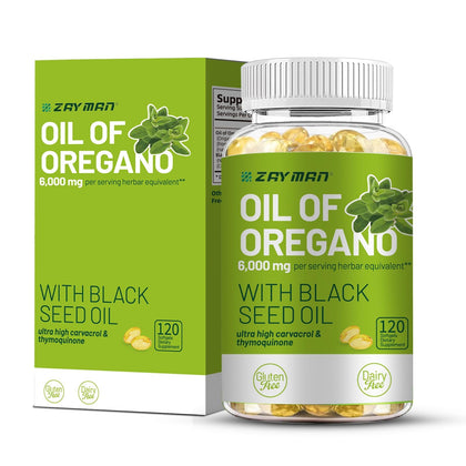 ZAYMAN Oil of Oregano Softgels 6000mg front view