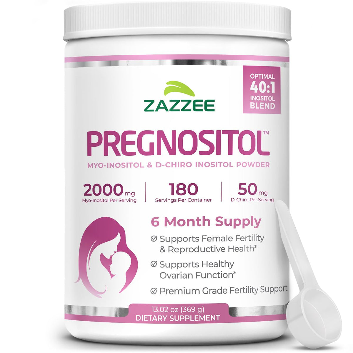 Zazzee PREGNOSITOL Powder 6 Month Supply front view