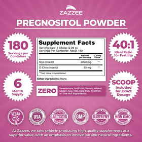 Zazzee PREGNOSITOL Powder scoop and powder close-up