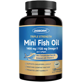 ZEBORA Mini Omega 3 Fish Oil 1400mg front view of packaging