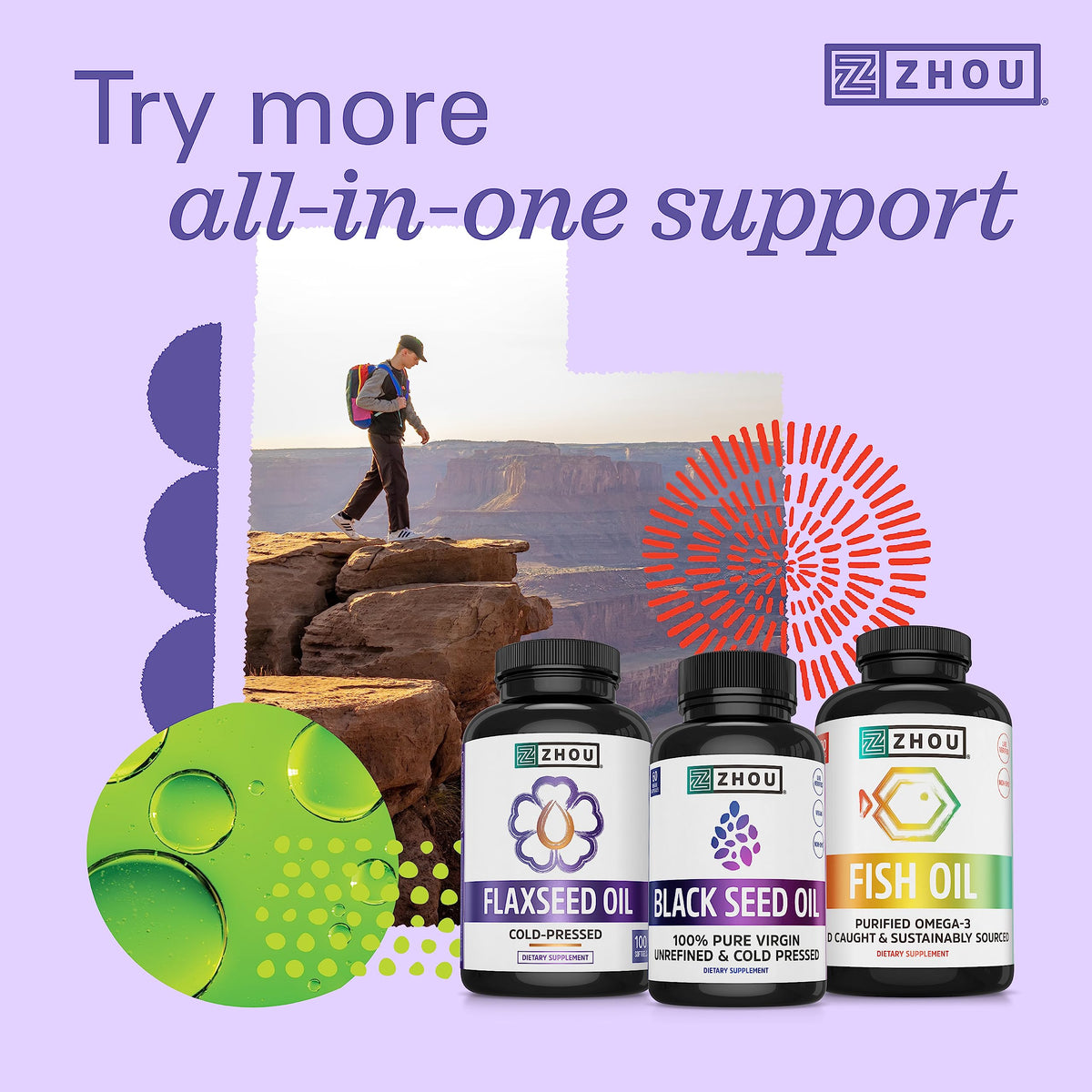 ZHOU Black Seed Oil Capsules on a wooden table