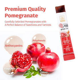 ZIOSTAND Pomegranate Collagen Jelly Stick showing pomegranate and ginseng ingredients