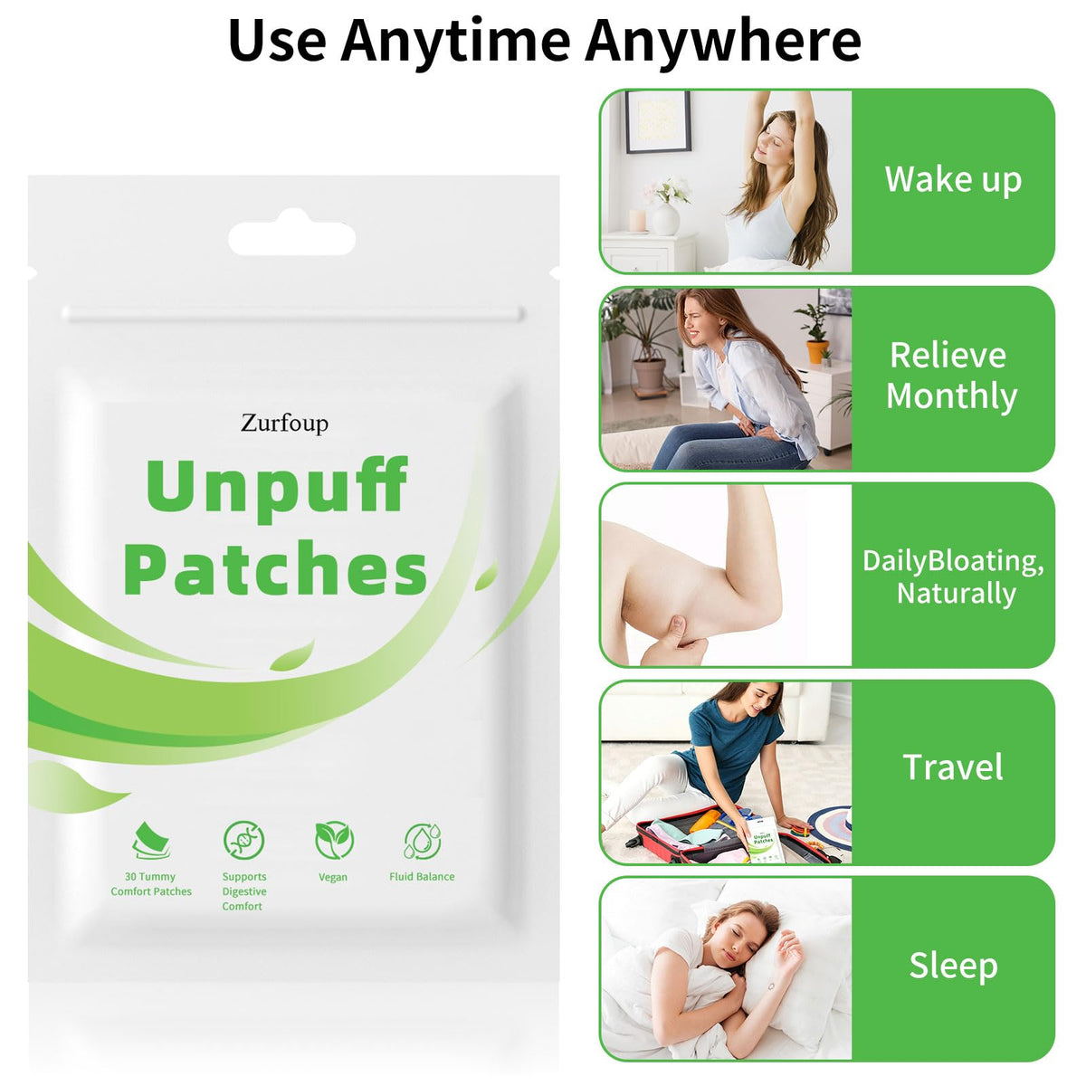 Zurfoup Unpuff Patches alongside wellness products