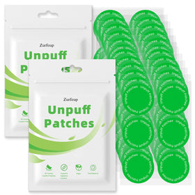 Zurfoup Unpuff Patches packaging front view with natural ingredients listed